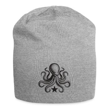 Ink Octopus with Star - Jersey Beanie - heather grey - Front