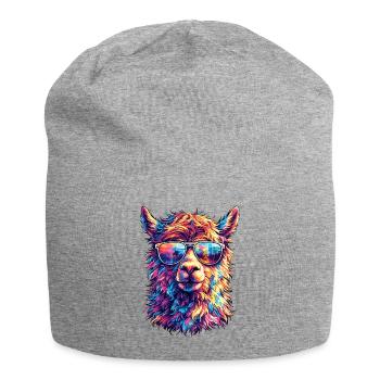 Llama in neon sunglasses - Jersey Beanie - heather grey - Front
