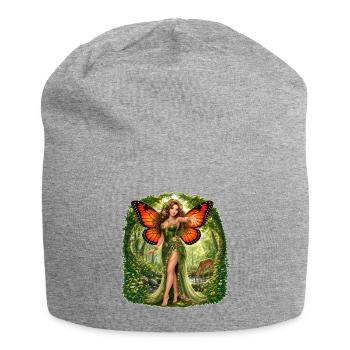 Green Fairy - Guardian of the Forest - Jersey Beanie - heather grey - Front