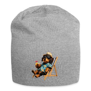 Funny dachshund with sunglasses and cocktail - Jersey Beanie - heather grey - Front