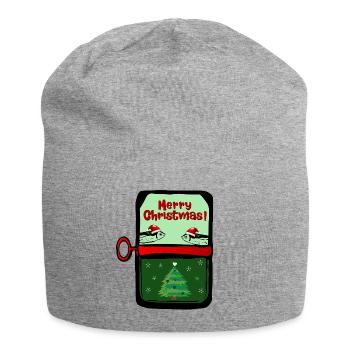 Merry Christmas Fishes - Jersey Beanie - heather grey - Front