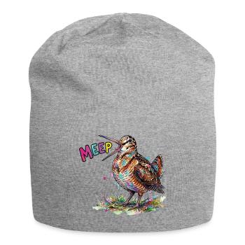 Colorful Woodcock Meep Bird Comic Design - Jersey Beanie - heather grey - Front