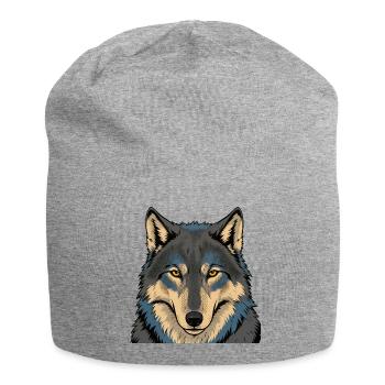 Azure Moon Wolf Portrait - Jersey Beanie - heather grey - Front