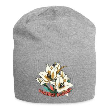 Lilies Vintage Bloom Flowers Retro - Jersey Beanie - heather grey - Front