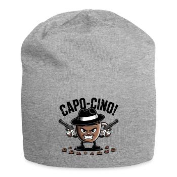 CAPO‑CINO – Gangster Coffee Pun Cartoon Design - Jersey Beanie - heather grey - Front