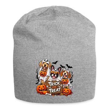 Halloween Dogs Trick or Treat - Jersey Beanie - heather grey - Front