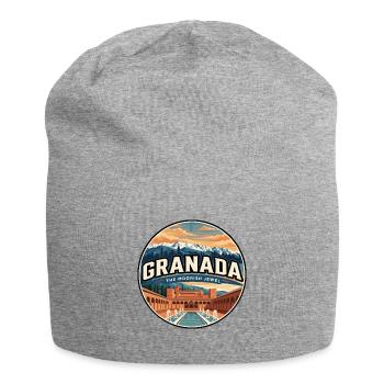 Retro Granada Alhambra Palace Badge - Jersey Beanie - heather grey - Front