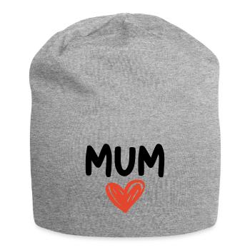 Hand‑Drawn Heart – Love You Mum - Jersey Beanie - heather grey - Front