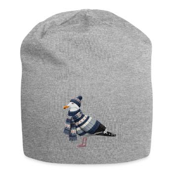 Möwe im Winter Strickoutfit Vogel Weihnachten - Jersey-Beanie - Grau meliert - Vorne