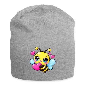 Bienenherz-Zärtlichkeit - Jersey-Beanie - Grau meliert - Vorne