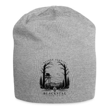 Nachtwald Silhouette mit Hochsitz - Jersey-Beanie - Grau meliert - Vorne