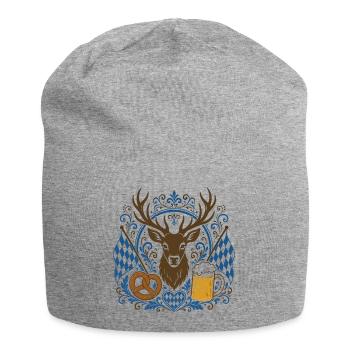 Bayern Volksfest Hirschkopf Bier Brezel bayerisch - Jersey-Beanie - Grau meliert - Vorne