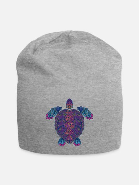 Alebrije-Schildkröte - Jersey-Beanie - Grau meliert