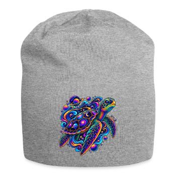 Kosmische Schildkröte auf Reisen - Jersey-Beanie - Grau meliert - Vorne