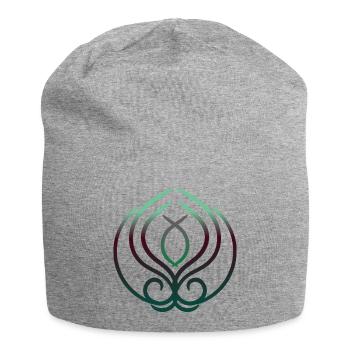 Blüte des Lebens - Jersey-Beanie - Grau meliert - Vorne