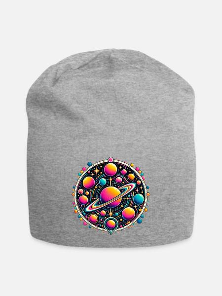 Kosmische Planeten Neon - Jersey-Beanie - Grau meliert