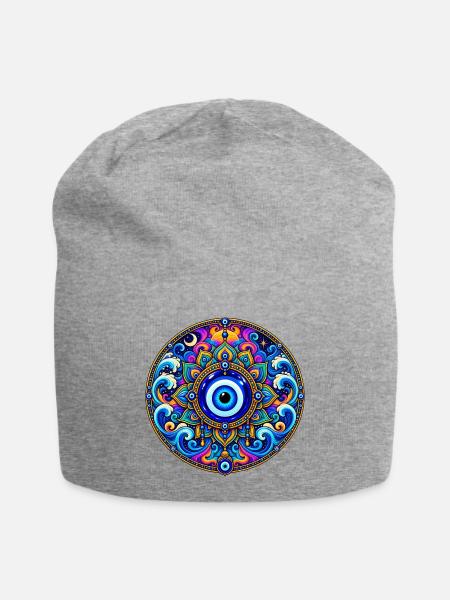 Nazar Boncuk - Jersey-Beanie - Grau meliert