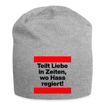 TEILT LIEBE IN ZEITEN, WO HASS REGIERT! GEGEN AFD - Jersey-Beanie - Grau meliert - Vorne