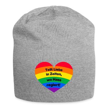 TEILT LIEBE IN ZEITEN, WO HASS REGIERT! GEGEN AFD - Jersey-Beanie - Grau meliert - Vorne