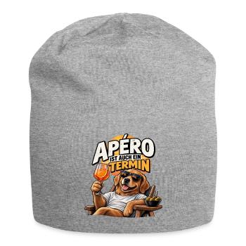 Apero ist auch ein Termin - Jersey-Beanie - Grau meliert - Vorne