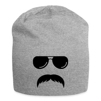 Großer Schnurrbart - Jersey-Beanie - Grau meliert - Vorne