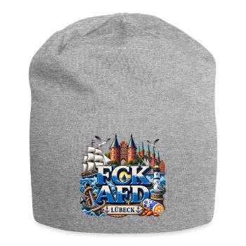 Hansestadt Lübeck gegen AFD - Jersey-Beanie - Grau meliert - Vorne