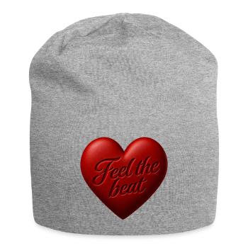 Spüre den Herzschlag - Jersey-Beanie - Grau meliert - Vorne