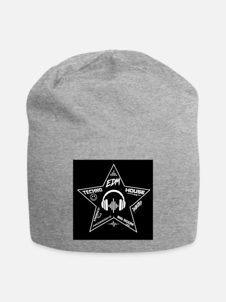 EDM Stern Kopfhörer Muster - Jersey-Beanie - Grau meliert