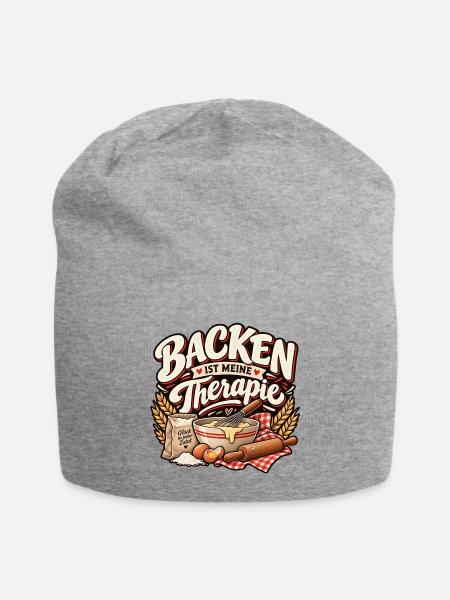 Backen ist meine Therapie Bäcker Geschenk - Jersey-Beanie - Grau meliert