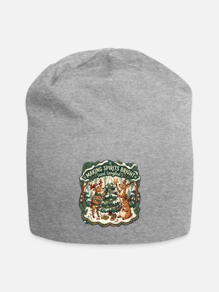 Lustiges Weihnachtsmuster – Stimmungsgeister Bright Ren - Jersey-Beanie - Grau meliert