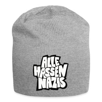 Alle_hassen_Nazis_sw - Jersey-Beanie - Grau meliert - Vorne