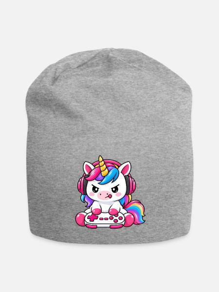 Cute_gaming_unicorn - Jersey-Beanie - Grau meliert
