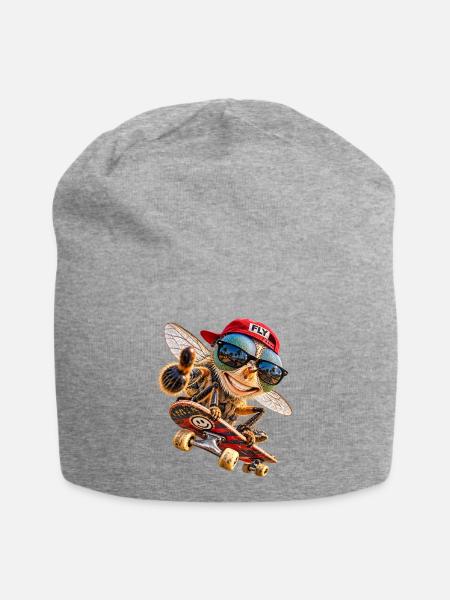 "Fly with me" - Jersey-Beanie - Grau meliert