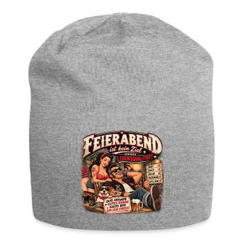 Feierabend ist Lebensqualität - Jersey-Beanie - Grau meliert - Vorne