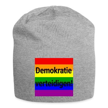 DEMOKRATIE VERTEIDIGEN REGENBOGEN STATEMENT, NOAFD - Jersey-Beanie - Grau meliert - Vorne
