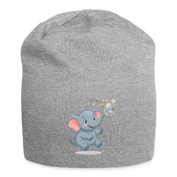 Kleiner Elefant bläst Blasen, Illustration - Jersey-Beanie - Grau meliert - Vorne