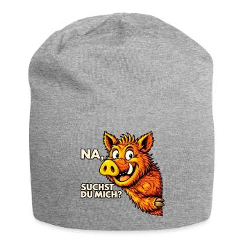 Lustiges Wildschwein – Na, suchst du mich? - Jersey-Beanie - Grau meliert - Vorne