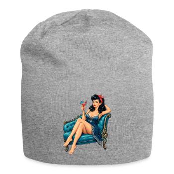 Rockabella Pin-Up: Chaiselongue Retro Style - Jersey-Beanie - Grau meliert - Vorne