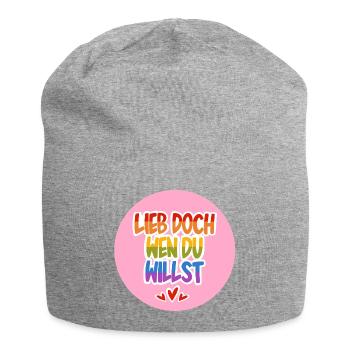 Lieb_doch_wen_du_willst_rosa - Jersey-Beanie - Grau meliert - Vorne