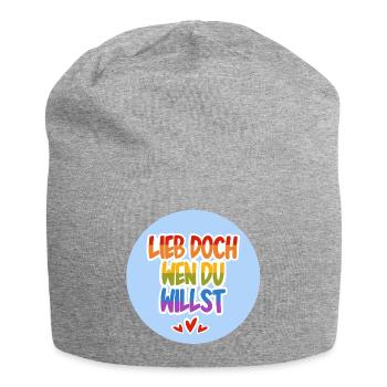 Lieb_doch_wen_du_willst_hellblau - Jersey-Beanie - Grau meliert - Vorne