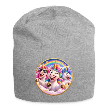 Festliche Regenbogeneinhörner - Jersey-Beanie - Grau meliert - Vorne