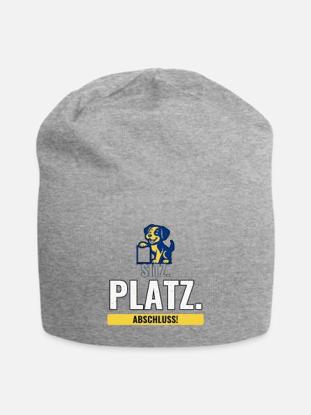 Geschenk zum Welpenschul-Abschluss mit Hund - Jersey-Beanie - Grau meliert