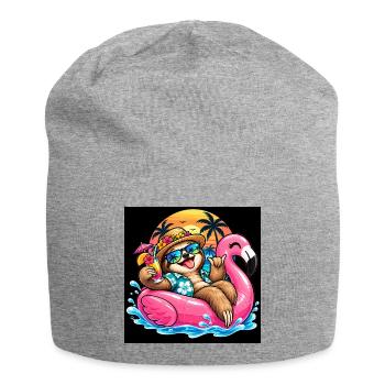 Träulheitsurlauber auf Flamingo - Jersey-Beanie - Grau meliert - Vorne