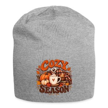 Gemütliche Herbstsaison - Jersey-Beanie - Grau meliert - Vorne