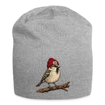 Spatz mit Mütze - FCK NZS - Statement gegen Rechts - Jersey-Beanie - Grau meliert - Vorne