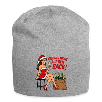 Nikolausfrau Outfit - Geh mir nicht auf den Sack - Jersey-Beanie - Grau meliert - Vorne