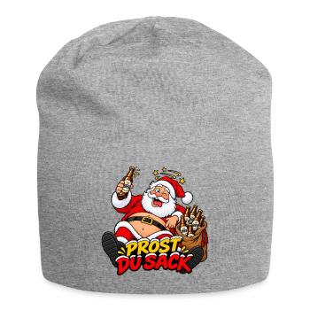 Prost Du Sack- Weihnachtsmann-Nikolaus Bier Design - Jersey-Beanie - Grau meliert - Vorne