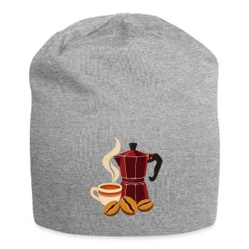 Mokkazauber Kaffee-Set - Jersey-Beanie - Grau meliert - Vorne