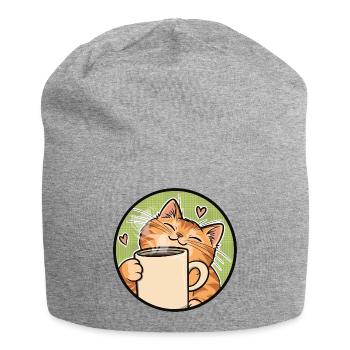 Cozy Cat Coffee Heart Illustration - Jersey-Beanie - Grau meliert - Vorne