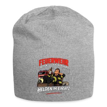Feuerwehr - Retten - Löschen - Bierchen - Jersey-Beanie - Grau meliert - Vorne
